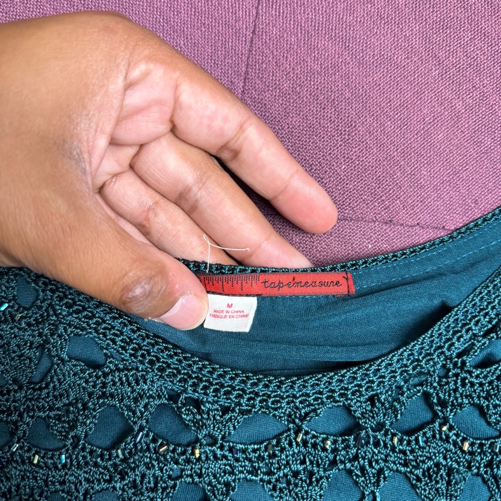 🩵 Crochet Tapemeasure Vintage Tank‎ Top Mesh Layered Size M 🩵 - Picture 4 of 6